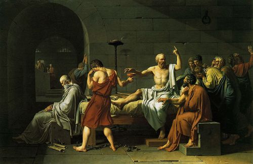 سقراط پیش از نوشیدن جام شوکران، تابلوی «مرگ سقراط» اثر ژاک لویی دیود 1787