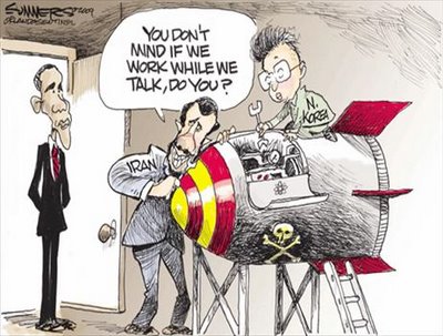 North Korea Iran nuclear tests obama joke cartoon